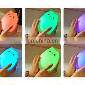 Hot Selling Fashion Super Cute Cat Night Lamp Carton Night Light Silicone Remote Timer Cute Cat Lamp thumbnail-2