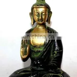 Old Tibetan Brass Sating Buddha Statue Medicine Blessing Buddhism Art Ethnic God Buddha Statue Buddhism Bodhisattva Sakyamuni thumbnail-2