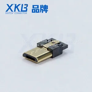MICRO Male Head Welding Line Gold Plated MK Pedestal 5/2PIN Shell Stainless Steel USB Connector thumbnail-1