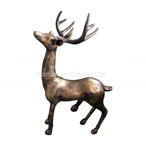 Ho Display Artificial Deer Christmas Decoration Life Size Fiberglass Reindeer Statue thumbnail-1