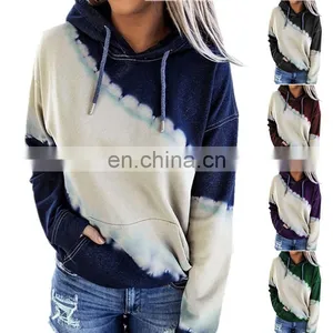 Autumn/winter European and American Women's Blouse Loose Tie-dye Printed Long Sleeve Hoodie Sweatshirts thumbnail-1