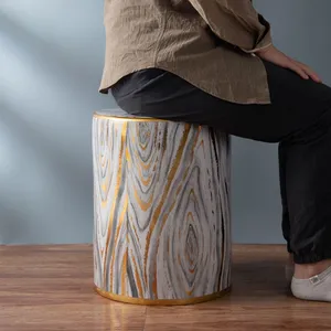 European Simple Style Ceramic Craft Colorful Pattern Classic Drum Stool For Dressing Table thumbnail-3