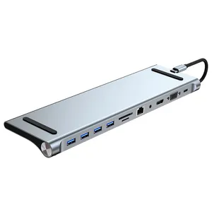 11 in 1 USB3.0 USB2.0 Type-C Docking Station 4K 30Hz HDMI-compatible VGA Gigabit Network Port 3.5mm Jack thumbnail-2