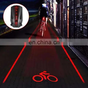 Bicycle Tail Light Beam Safety Warning Red Lamp Logo Projector Safety Rear Light thumbnail-1