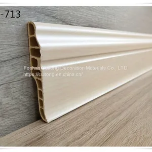 Wood Plastic Pvc Baseboard Bamboo Wood Fiber Baseboard Moisture-proof Waterproof Plastic Baseboard Black White Gray Wood Grain thumbnail-2