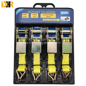 1 Inch Ratchet Tie Down Strap With S Hook for Cargo Control 4pk thumbnail-3