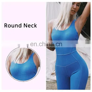 Sexy One Piece Yoga Gym Jumpsuit Ladies Dance Activewear Bra Leggings Jumpsuit Set Custom Logo Outdoor Sports Running Wear thumbnail-2