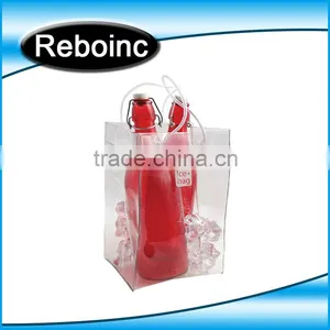 Free Sample Design Printed Various Color Transparent PVC Plastic Carryingpvc Ice Bag Wine Beer Bottle Ice Cooler Bag thumbnail-2