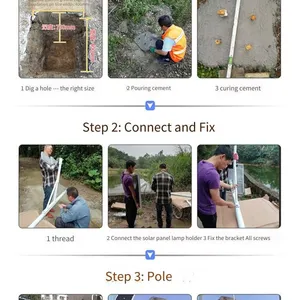Installation of Solar Street Lights in Langfang, 60w Golden Bean Lamp Head Hl-6m-60w Solar Street Lights in Langfang thumbnail-1