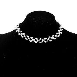 Punk Hip-hop Fancy Handmade Round Beads Stainless Steel O Word Clavicle Chain Necklace Accessaries Choker for Women Men Jewelry thumbnail-3