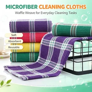 Commercial Grade Microfiber Cleaning Towels, Color‑Coded Lint‑Free Wiping Rags for Hotel, Office, Home, Car Wash Bulk thumbnail-3