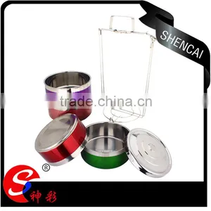 Metal Stainless Steel 4 Layers Compartment Lunch Box/ Hand Pot With Foldable Handle/ Food Carrier thumbnail-3