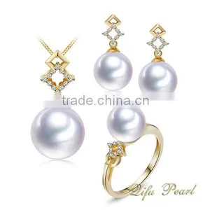 2015 Dubai 18K Gold Jewelry Set For Women Southsea Pearl Jewelry Set 18K Gold Jewelry Wholesale thumbnail-1