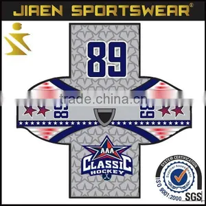Wholesale High Quality Custom Sublimation Hockey Jersey Blue and White Porcelain Color Design Restoring Ancient Ways Ice Hockey Quality Choice thumbnail-1