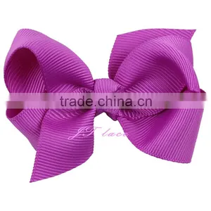 Royal Ribbon Hair Bow Headband- Shabby Ribbon Bow- Solid Ribbon Bow thumbnail-3