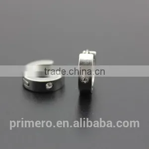 4MM Smooth Filled Shiny Cubic Zircon Fashion Stainless Steel Hoop Earring Jewelry thumbnail-4