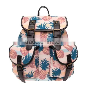 2016 3d Printed Pineaple Pastel Colour Vintage Canvas Rucksacks Cute School Satchel Rucksack Backpack Campus Bag thumbnail-1