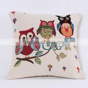 2016 Cute Owl Bird Silkscreen Polyester Fabric Square Custom Cushion Pillow thumbnail-1
