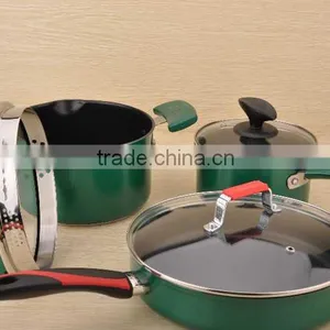 Green Aluminium Forging Saucepot With Lid thumbnail-1