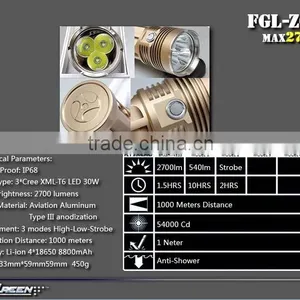 30w 2700lm High Bright XML T6 3 Led Portable Flashlight thumbnail-2