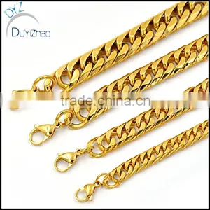 New Biker Design Stainless Steel Gold Cuban Chain Men/Boys Necklace thumbnail-3