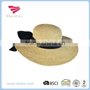 Elegant Design Shady Paper Straw Linen Band Floppy Girl's Swinger Hat thumbnail-1
