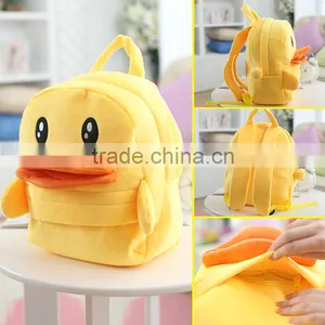25*19cm(S)/35*28cm(L) Lovely Customzied Yellow Duck Plush Animal Cartoon Backpack for Children thumbnail-1
