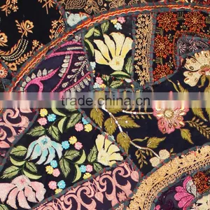Black Ethnic Decorative Big Round Pillows Indian Cushion Covers Cotton Table Cover Table Mat Big Floor Round Throw Pillow Covers thumbnail-4