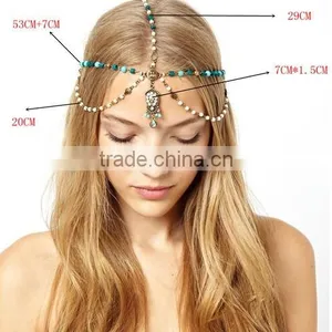 2016 New HotBohemian Metal Rhinestone Water Pendant Head Chain Jewelry Headband thumbnail-2