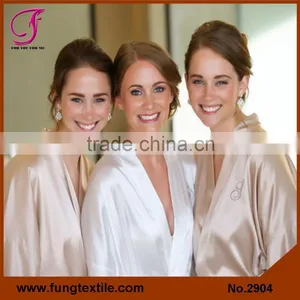 2904 Many Colors Available Good Quality Solid Short Satin Bride Robe thumbnail-1