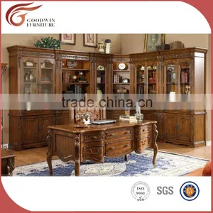 Oak Corner Wood Bookcases Library Cabinet Customized A21 thumbnail-3