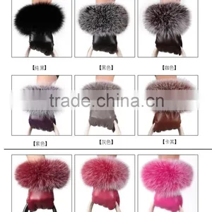 High Quality Sheepskin Gloves With Real Fox Fur Trim Perfect Finger Type thumbnail-2