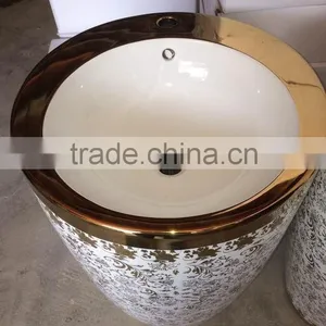 Ceramic Round Wash Pedestal Basin Bathroom Big Size Basin thumbnail-3