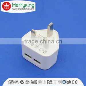 Singapore Safety Mark uk Dual Port 5V1.5A 5V2A 5V2.1A White Usb Charger thumbnail-4