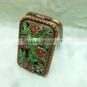 Red Bronze Flower Compact Mirror thumbnail-1
