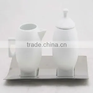 Ceramic Sugar and Milk Pot or Bowl With S/s Tray thumbnail-1