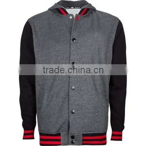 Hooded Varsity Jacket / Hooded Letterman Jacket / Hooded Baseball Jacket Grey thumbnail-1