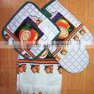 3 Pcs Pigment Print Cotton Kitchen Towel Set thumbnail-1