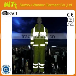 100% Polyester With Pvc Coating Waterproof Reflective Life Rainwear Working Jacket and Pants for Men thumbnail-1