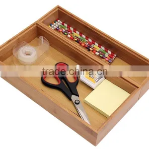 Set of 2 Little Things Bamboo Kitchen Drawer Organizers Modular Drawer Storage thumbnail-1