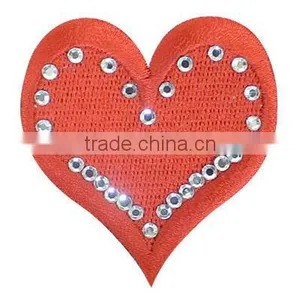 Rhinestone Beaded Embroidered Heart Patch thumbnail-1