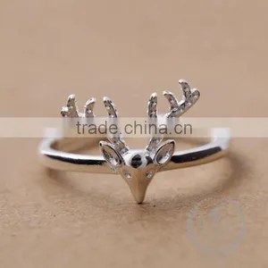 925 Sterling Silver Chrismas Elk Solid Silver Adjustable Ring Fashion Women Jewelry 6260547 thumbnail-1