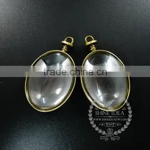 30*40mm Vintage Style Bronze Alloy Oval Photo Frame Glass Pendant Charm DIY Bezel Setting Tray With Glass Jewelry 1810427 thumbnail-2