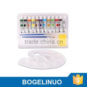 Bomega12 Colours Kids Acrylic Paint Set With Palette and 3 Paint Brushes Factory thumbnail-1
