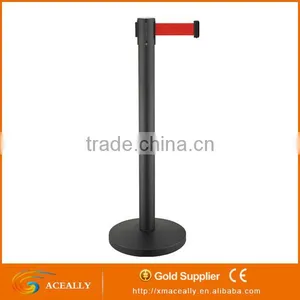 Advertising Flat Base Retractable Belt Queue Barrier Stantion thumbnail-2