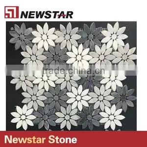 Newstar Hot Saling Italian White Carrrara Marble Flower Shape Mosaic thumbnail-1
