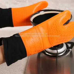 New Silicone Long Oven Grill Gloves Mitt thumbnail-2