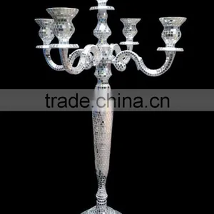 Silver Mirror Mosaic Candelabra thumbnail-1