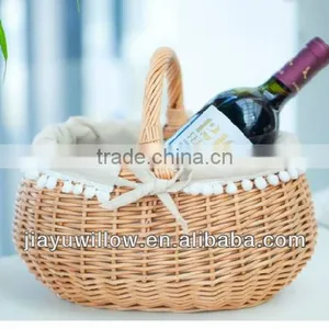 Wholesale Cheap Willow Beautiful Wine Basket With Liner thumbnail-1