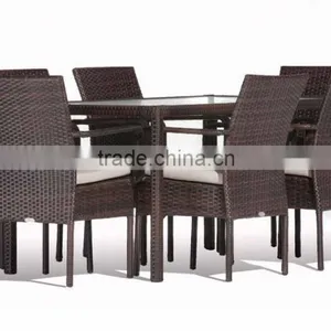 2017 Trade Assurance Weatherproof Rectangular Seagrass Wicker Cheap Dining Table Set thumbnail-1